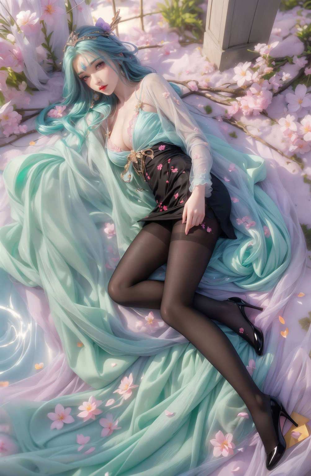 美女翩翩吟绮窗映素影