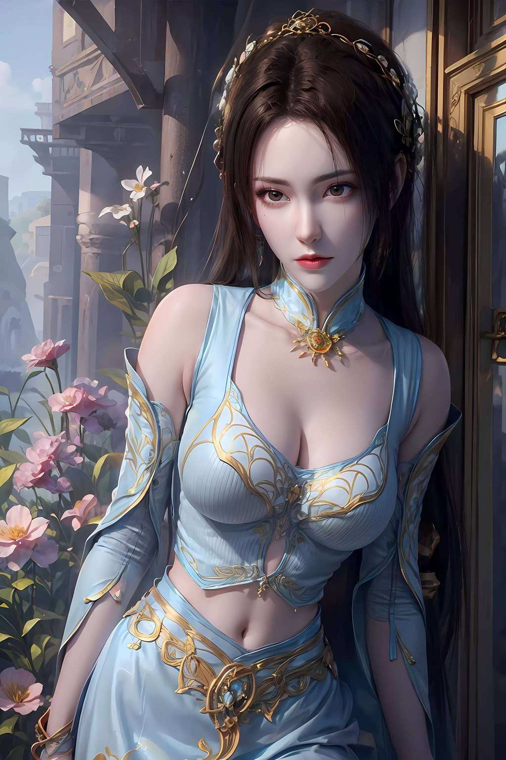 黄色壁纸上的她别看她平时温柔似水