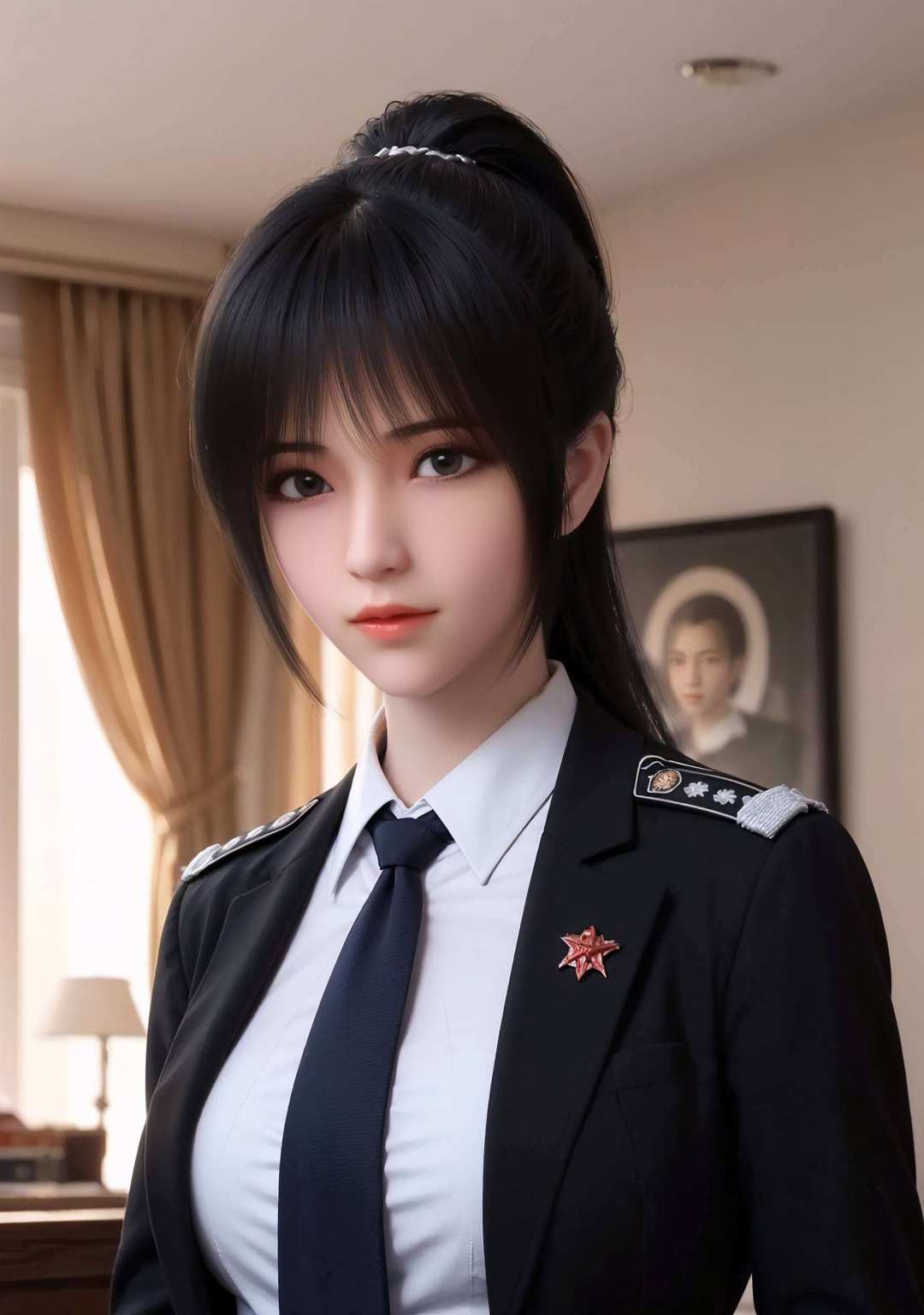 仿佛在说：“别看我只露半边脸手机不贴她