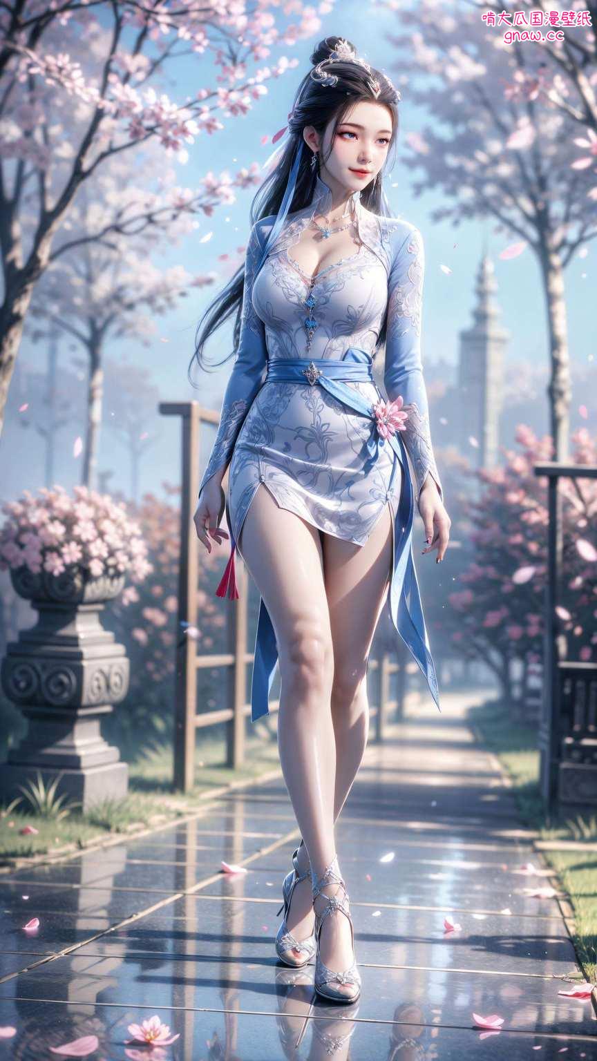 美女飘逸图绘壁纸