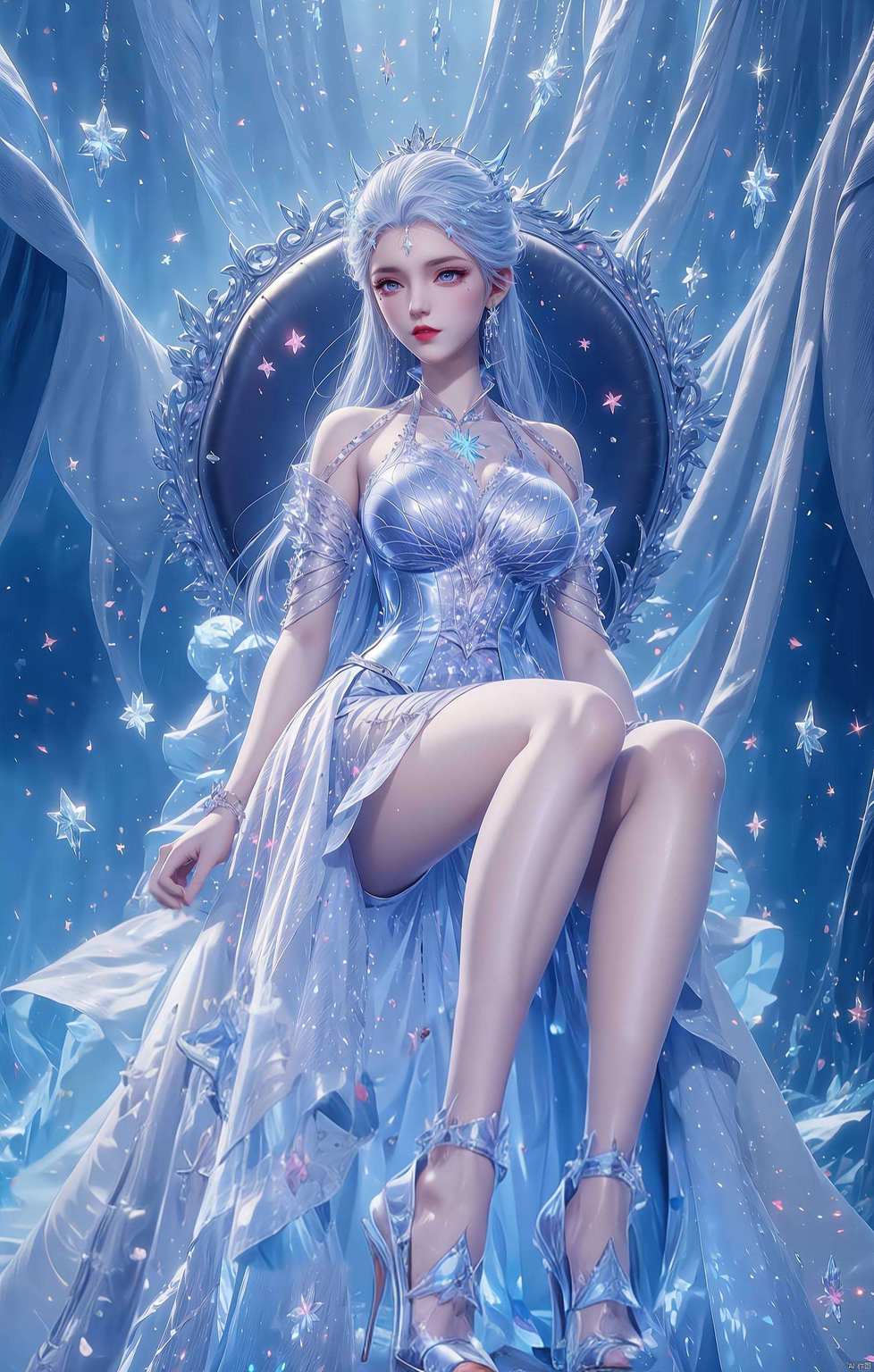 雪女轻裾壁纸间映国漫神韵