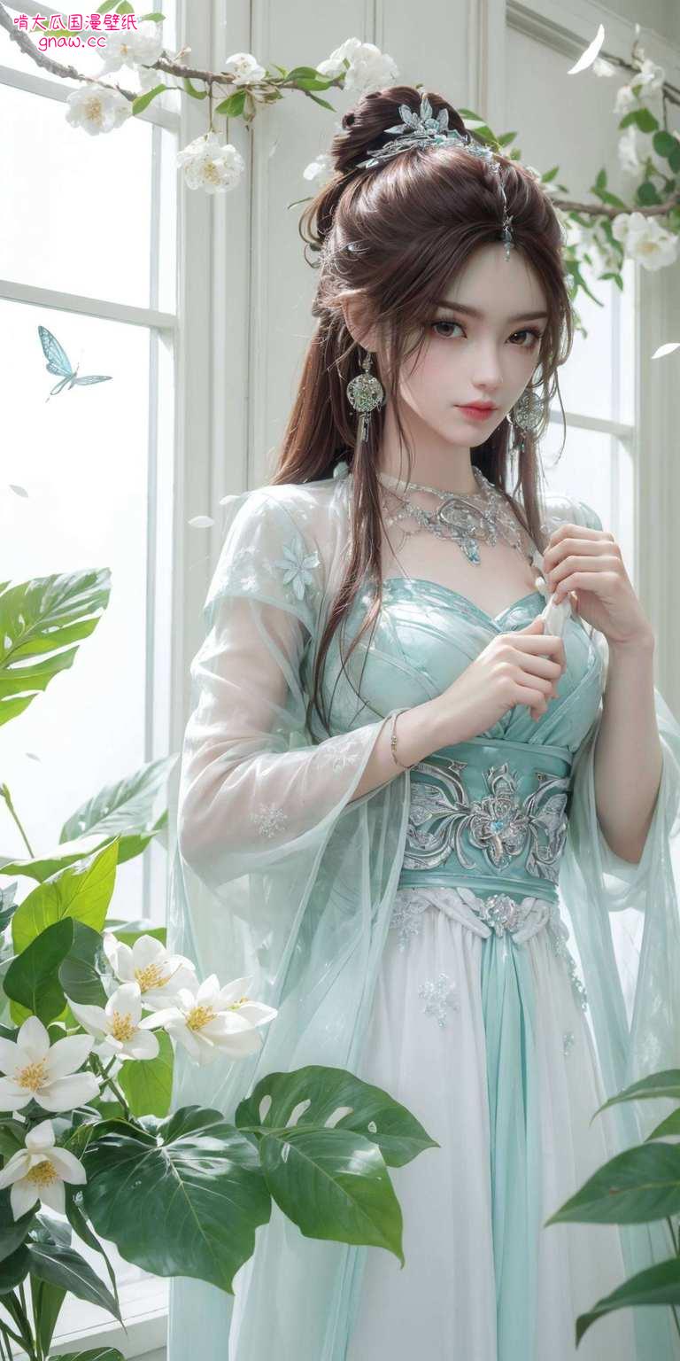 叶舞清风扇画中仙子韵