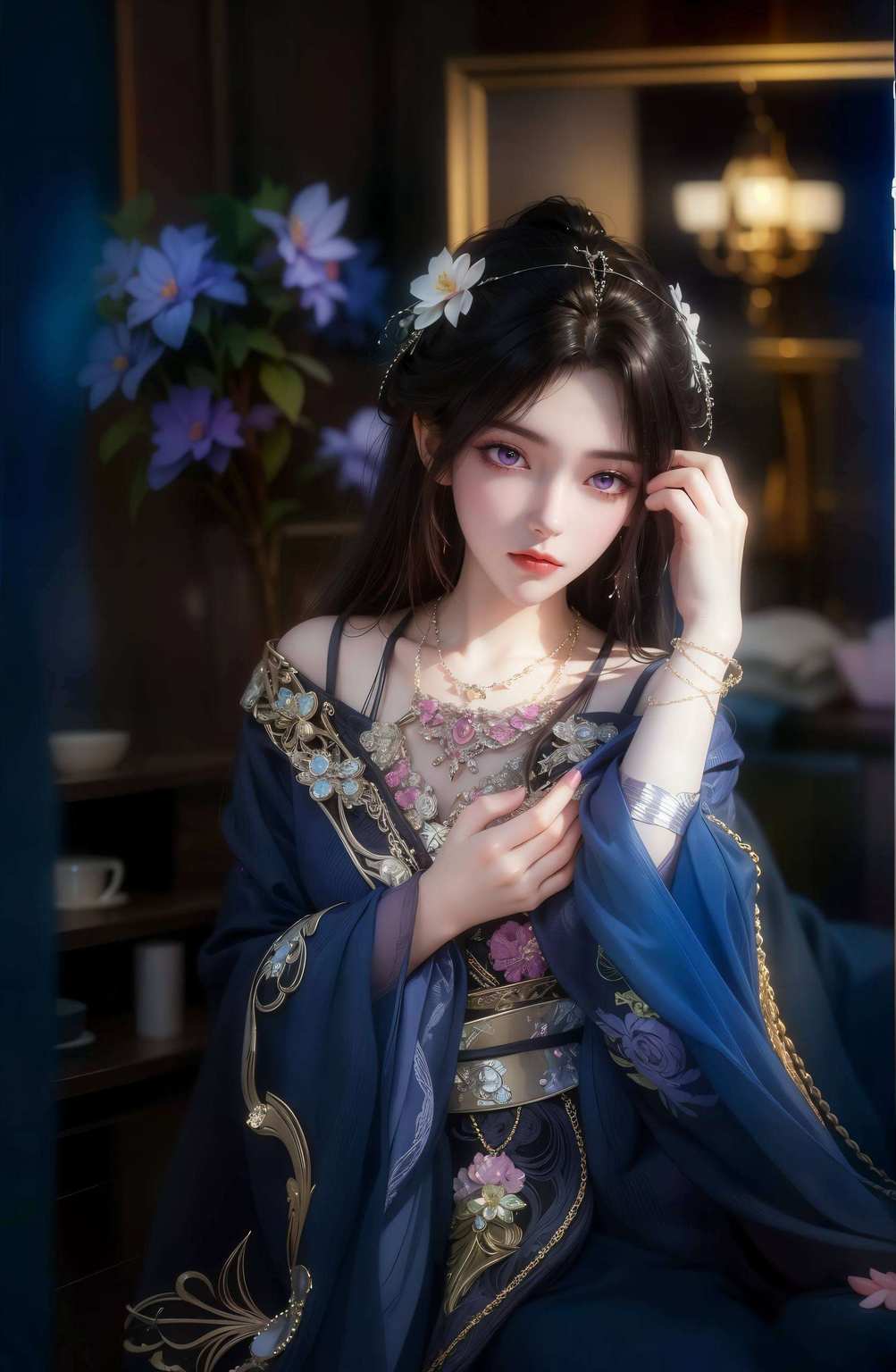 月婵皎洁壁纸间映